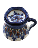Mug Blue with Small Saucer - Handmade of Stoneware Fairtrade - Quetzal Artisan