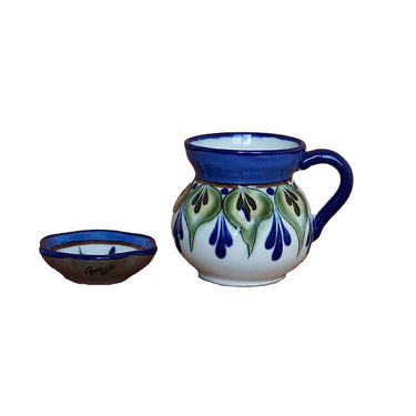 Mug Green with Small Saucer - Stoneware - Handmade and Fair - Quetzal Artisan