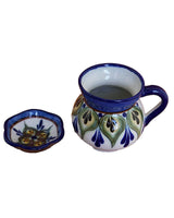 Mug Green with Small Saucer - Stoneware - Handmade and Fair - Quetzal Artisan