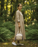 Handbag Ecru Cotton - Handmade Net Bag with Pouch Fairtrade - Quetzal Artisan