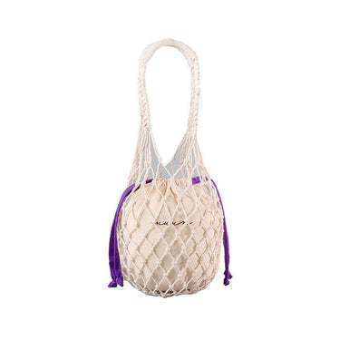 Handbag Ecru Cotton - Fairtrade Macrame Net Bag with Pouch - Quetzal Artisan