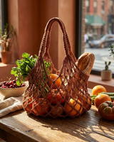 Net Bag Mahogany - Fairtrade Natural Dyed Macrame market bag - Quetzal Artisan