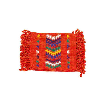 Orange Coasters - Set of 6 - Cotton - Mayan Design - Fairtrade - Quetzal Artisan
