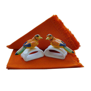 Orange Trogon Napkin Rings - Cotton Napkins - Fairtrade - Quetzal Artisan