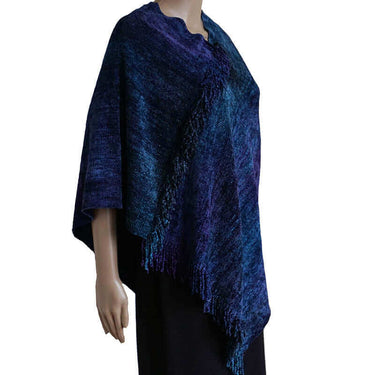Poncho Blue Purple - Organic Bamboo - Handmade and Fairtrade - Quetzal Artisan