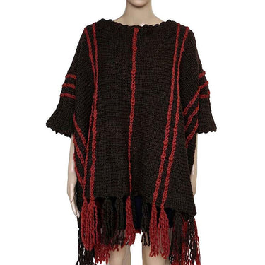 Poncho Chocolate Brown - Wool Pullover Poncho Stylish & Warm - Quetzal Artisan
