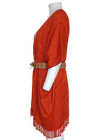 Orange Summer Poncho- Ecofriendly and Fairtrade Cotton Tunic - Quetzal Artisan