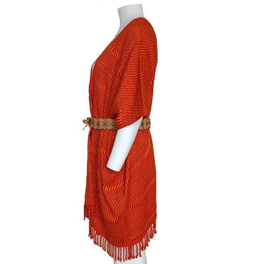 Orange Summer Poncho- Ecofriendly and Fairtrade Cotton Tunic - Quetzal Artisan