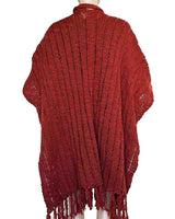 Poncho Shawl Bordeaux - Handwoven Women Alpaca Wool Wrap Red - Quetzal Artisan