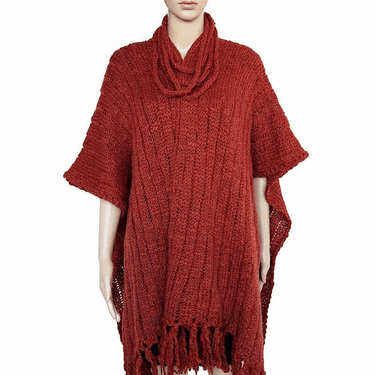 Poncho Shawl Bordeaux - Handwoven Women Alpaca Wool Wrap Red - Quetzal Artisan
