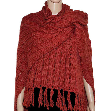 Poncho Shawl Bordeaux - Handwoven Women Alpaca Wool Wrap Red - Quetzal Artisan