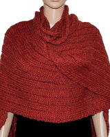 Poncho Shawl Bordeaux - Handwoven Women Alpaca Wool Wrap Red - Quetzal Artisan