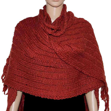 Poncho Shawl Bordeaux - Handwoven Women Alpaca Wool Wrap Red - Quetzal Artisan