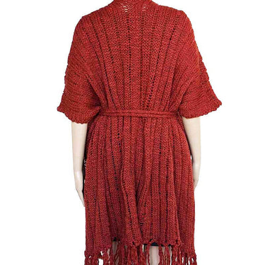 Poncho Shawl Bordeaux - Handwoven Women Alpaca Wool Wrap Red - Quetzal Artisan