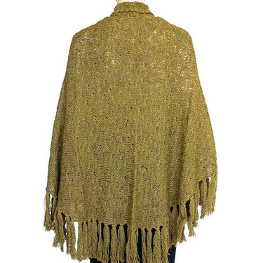 Poncho Shawl Green Olive - Alpaca Wool Triangel Shawl - Quetzal Artisan