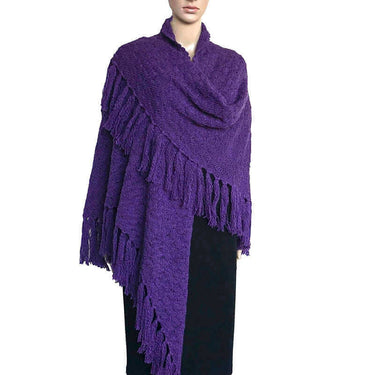 Poncho Shawl Purple - Alpaca Wool - Handmade Triangle Shawl - Quetzal Artisan