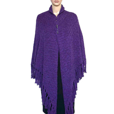 Poncho Shawl Purple - Alpaca Wool - Handmade Triangle Shawl - Quetzal Artisan