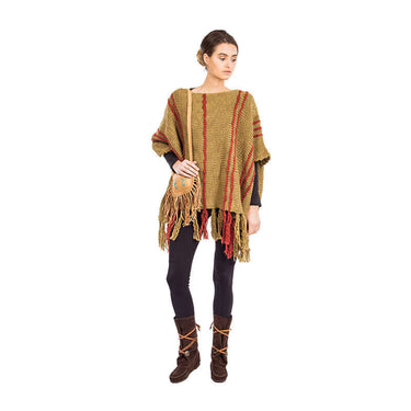 Poncho Ochre Coral - Women Pullover Poncho Stylish and Warm - Quetzal Artisan