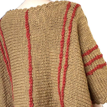 Poncho Ochre Coral - Handmade of Eco Wool - Stylish and Warm - Quetzal Artisan