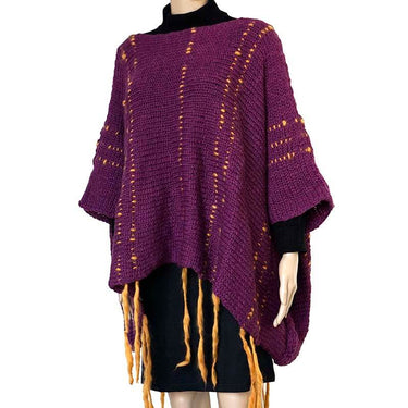 Poncho Plum Purple - Eco Wool - Fashionable and Warm - Quetzal Artisan