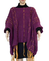 Poncho Plum Purple - Eco Wool - Fashionable and Warm - Quetzal Artisan