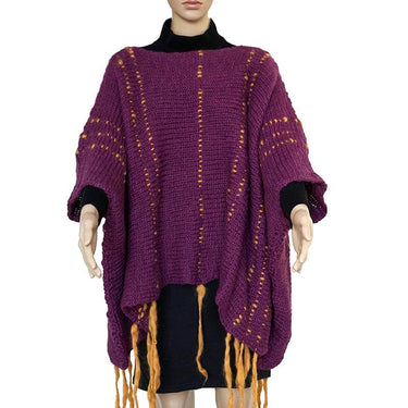 Poncho Plum Purple - Eco Wool - Fashionable and Warm - Quetzal Artisan
