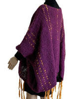 Poncho Plum Purple - Eco Wool - Fashionable and Warm - Quetzal Artisan