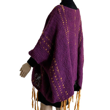 Poncho Plum Purple - Eco Wool - Fashionable and Warm - Quetzal Artisan