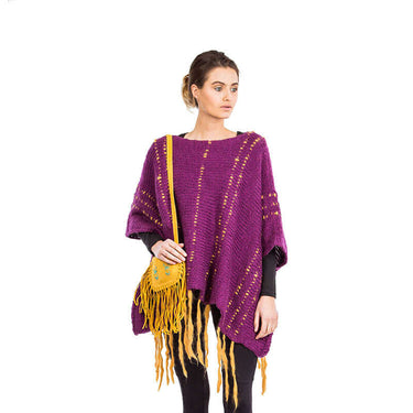 Poncho Plum Purple - Eco Wool - Fashionable and Warm - Quetzal Artisan