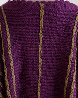 Poncho Plum Purple Ochre - Womens Eco Wool Fringed Poncho - Quetzal Artisan