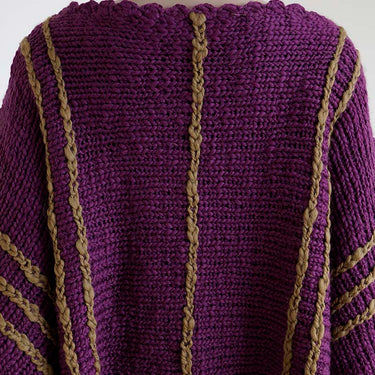 Poncho Plum Purple Ochre - Womens Eco Wool Fringed Poncho - Quetzal Artisan