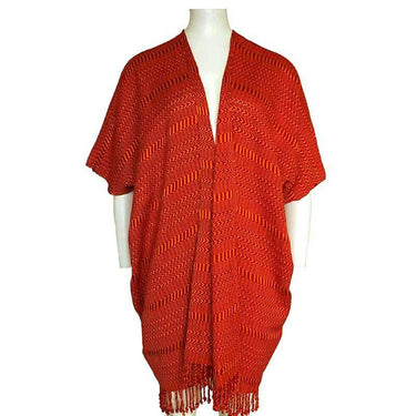 Orange Summer Poncho- Ecofriendly and Fairtrade Cotton Tunic - Quetzal Artisan