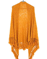 Poncho Shawl Yellow Mustard - Hand Knitted Alpaca Wool Triangle Shawl - Quetzal Artisan
