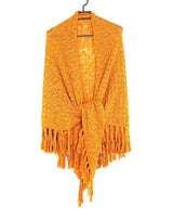 Poncho Shawl Yellow Mustard - Hand Knitted Alpaca Wool Triangle Shawl - Quetzal Artisan