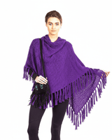 Purple Triangle Shawl - Versatile Lightweight Alpaca Poncho - Quetzal Artisan