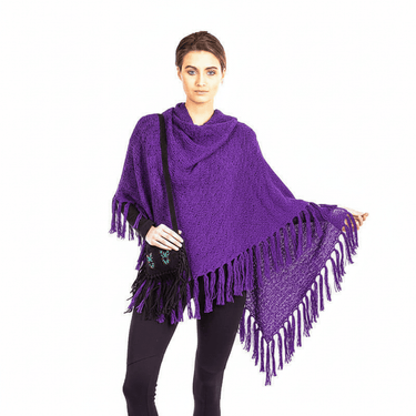 Purple Triangle Shawl - Versatile Lightweight Alpaca Poncho - Quetzal Artisan