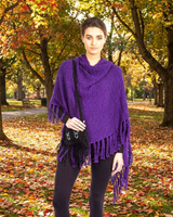 Purple Triangle Shawl - Versatile Lightweight Alpaca Poncho - Quetzal Artisan