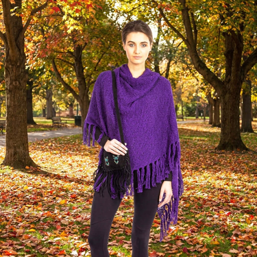 Purple Triangle Shawl - Versatile Lightweight Alpaca Poncho - Quetzal Artisan