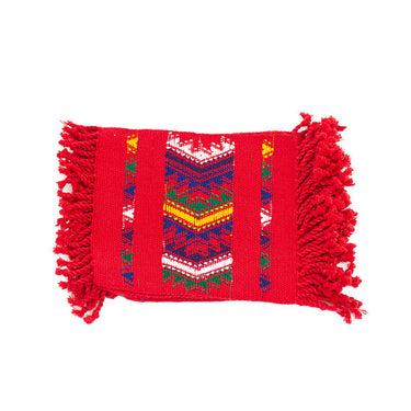 Red Coasters - Set of 6 - Cotton - Mayan Design - Fairtrade - Quetzal Artisan