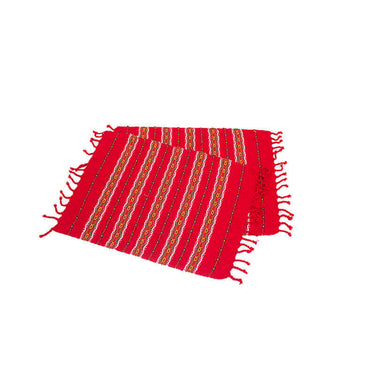 Red Crimson Placemats - Set 6 Handmade of Cotton, Fair Trade - Quetzal Artisan