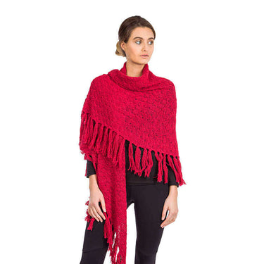 Red Triangle Shawl - Versatile Lightweight Alpaca Poncho - Quetzal Artisan