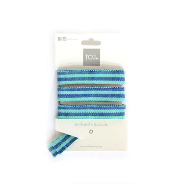 Sandals Blue Stripes - Lace Up - Cotton Straps - Fairtrade - Quetzal Artisan