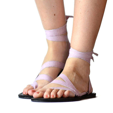 Sandals Mauve - Cotton Straps - Handmade and Fairtrade - Quetzal Artisan