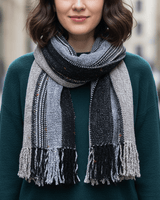 Scarf Black Grey - Handmade of Organic Bamboo - Fairtrade - Quetzal Artisan