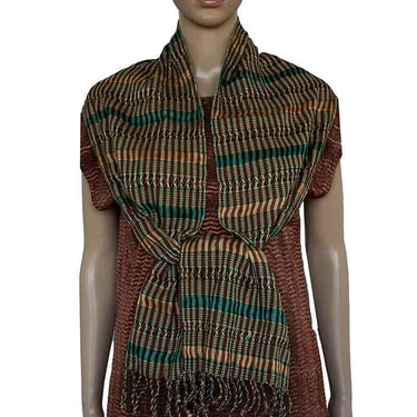 Scarf Green Brown - Natural Dyes - Ecofriendly and Fairtrade - Quetzal Artisan