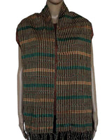 Scarf Green Brown - Natural Dyes - Ecofriendly and Fairtrade - Quetzal Artisan