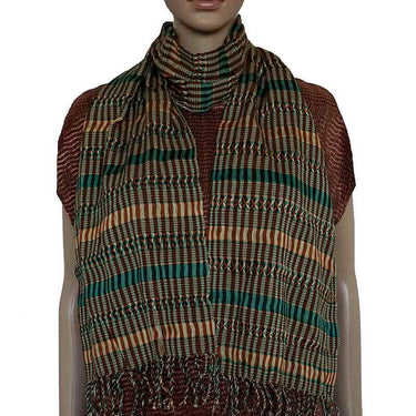Scarf Green Brown - Natural Dyes - Ecofriendly and Fairtrade - Quetzal Artisan