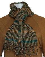 Scarf Green Brown - Natural Dyes - Ecofriendly and Fairtrade - Quetzal Artisan