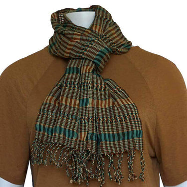Scarf Green Brown - Natural Dyes - Ecofriendly and Fairtrade - Quetzal Artisan
