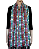 Scarf Red Lightblue - Natural Dyes - Ecofriendly & Fairtrade - Quetzal Artisan